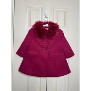 Janie and Jack Girls Burgundy Magenta Dress Coat Size 6-12 Mo